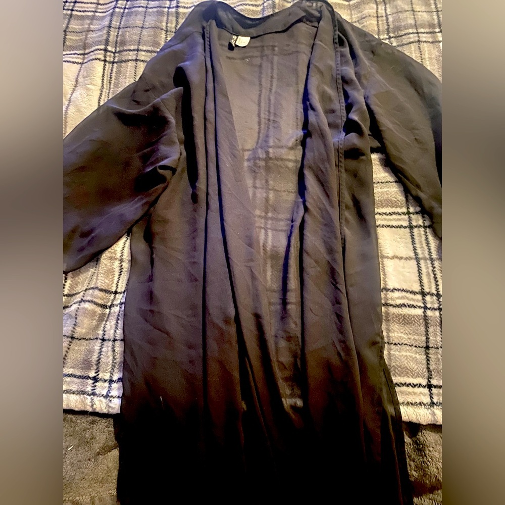 Black Sheer Long Cardigan